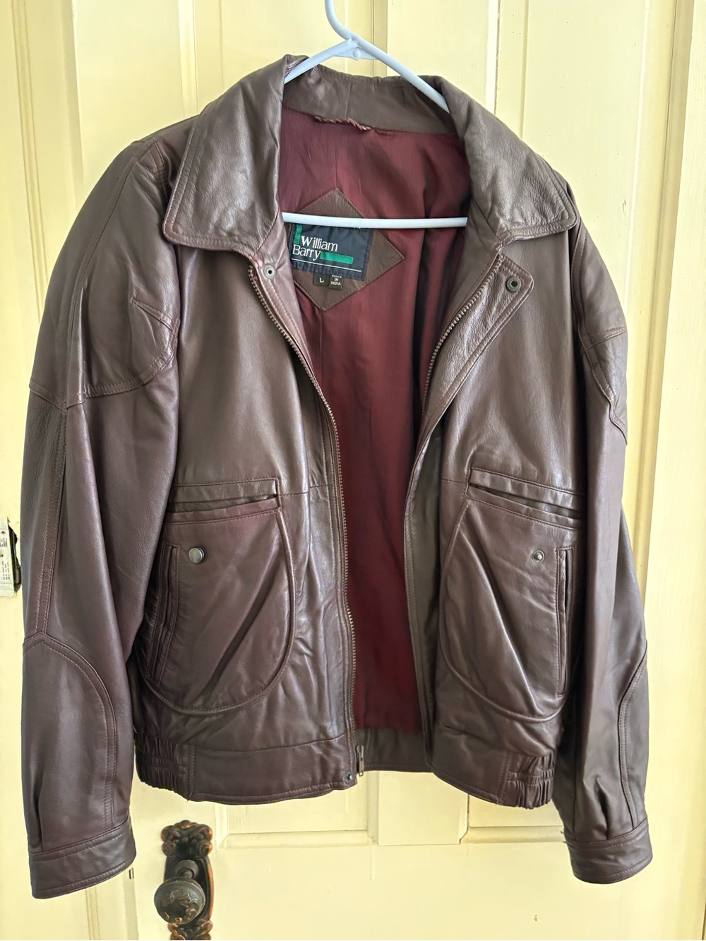 Vintage William Barry Brown Leather Bomber Jacket